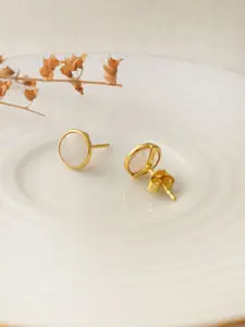 MANNASH Gold-Plated Sterling Silver Circular Stud Earrings