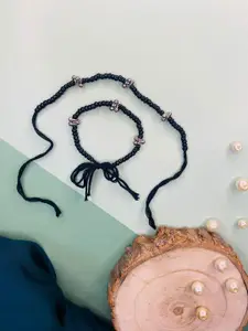 ABDESIGNS Set Of 2 Silver-Plated Beaded Anklet