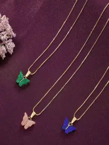 Ramdev Art Fashion Jwellery Pack of 3 Gold-Plated Necklace