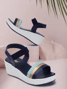Colo Colourblocked Wedge Heels with Ankle Loop