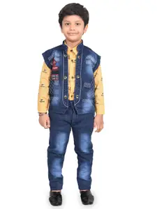 BAESD Boys Printed Shirt with Jeans & Jacket