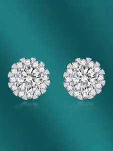 Designs & You Silver-Plated Cubic Zirconia Studded Contemporary Stud Earrings