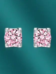 Designs & You Silver-Plated CZ-Studded Square Shaped Stud Earrings