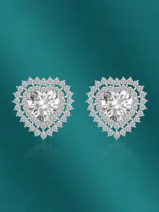 Designs & You Silver-Plated Heart Shaped Studs Earrings