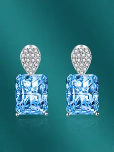 Designs & You Ice Cut Silver Plated Geometric Drop Earrings