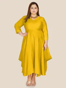 Curvy Lane Women Plus Size Fit & Flare Silk Ethnic Midi Dress