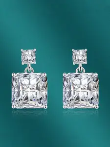 Designs & You Silver-Plated CZ-Studded Square Drop Earrings