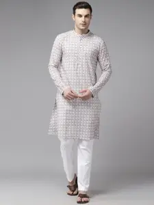 See Designs Men Ethnic Motifs Embroidered Regular Pure Cotton Kurta With Trousers