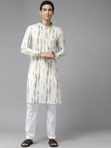 See Designs Men Printed Mandarin Collar Pure Cotton Kurta with Pyjamas