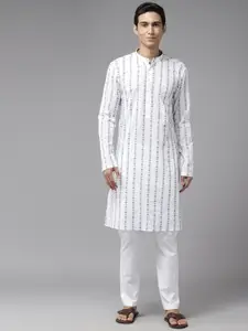 See Designs Men Floral Embroidered Pure Cotton Kurta with Pyjamas