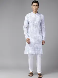 See Designs Men Embroidered Thread Work Pure Cotton Kurta with Pyjamas