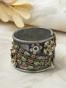 Moedbuille Crystals Tribal Silver-Plated Cuff Bracelet