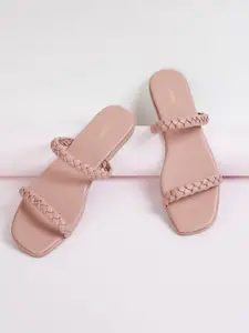 max Braided Two Strap Open Toe Flats