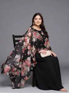A PLUS BY AHALYAA Plus Size Boat Neck Maxi Ethnic Dress