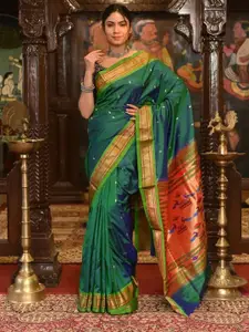Very Much Indian Woven Design Zari Pure Silk Paithani Saree