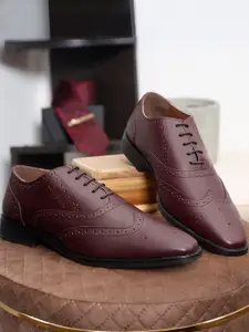 LOUIS STITCH Men Rosewood Premium Italian Leather Formal Brogue Shoes