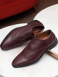 Louis Stitch Men Rosewood Premium Italian Leather Formal Brogue Shoes