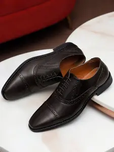 Louis Stitch Men Brunette Brown Premium Italian Leather Formal Oxford Shoes