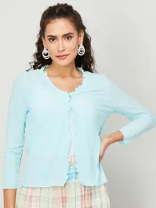 CODE by Lifestyle Women Open Front Button Shrug