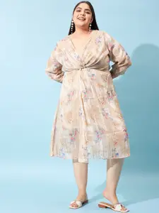 Athena Ample Plus Size Floral Printed Fit & Flare Midi Dress