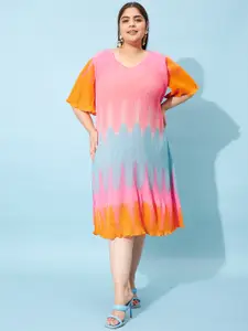 Athena Ample Plus Size Tie and Dye A-Line Midi Dress