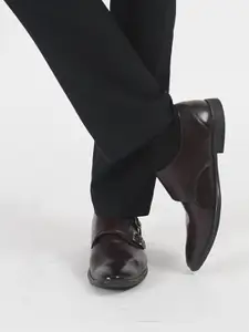 FAUSTO Men Textured Formal Monk Shoes