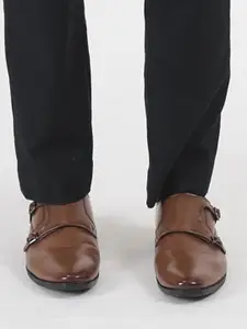 FAUSTO Men Textured Formal Monk Shoes