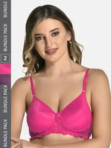 StyFun Pack Of 2 Full Coverage Lightly Padded Lace All Day Comfort Bra