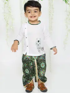 KID1 Boys Embroidered Thread Work Pure Cotton Kurta with Dhoti Pants
