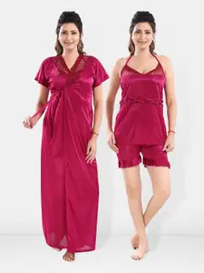 Be You 3 Pieces Satin Maxi Nightdress With Robe