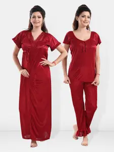 Be You Pack Of 3 Satin Maxi Nightdress