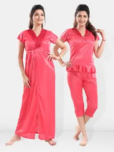 Be You Pack Of 3 V-Neck Satin Maxi Nightdress