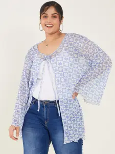 CURVE BY KASSUALLY Floral Printed Tie-Up Shrug