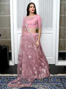 ODETTE Sequinned Embellished Semi-Stitched Lehenga & Unstitched Blouse With Dupatta