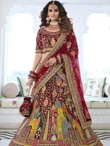 ODETTE Embroidered Thread Work Semi-Stitched Lehenga & Unstitched Blouse With Dupatta