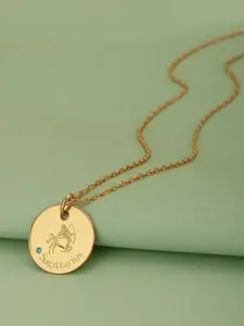 Carlton London Gold-Plated Sagittarius Zodiac CZ Studded Pendant With Chain