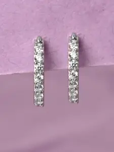 Clara Rhodium-Plated Contemporary Half Hoop Earrings