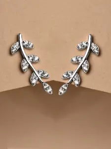 Clara 925 Sterling Silver Contemporary Leaf Studs Earrings
