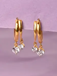 Clara Gold-Pated Contemporary Hoop Earrings