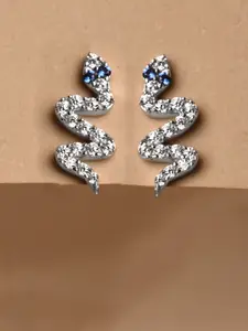 Clara 925 Sterling Silver Contemporary Snake Studs Earrings