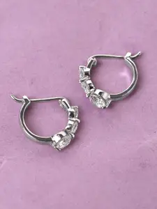 Clara 925 Sterling Silver Rhodium-Plated Contemporary Hoop Earrings