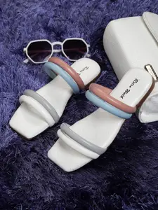 Retro Walk Colourblocked Open Toe Flats