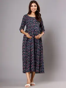 ROOPWATI FASHION Ethnic Motifs Printed Cotton A-Line Maternity Ethnic Dress