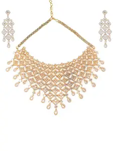 AURAA TRENDS Gold Plated AD Studded Zircon Necklace Set