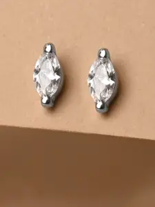 Clara Rhodium-Plated Sterling Silver Oval Cubic Zirconia Studded Studs