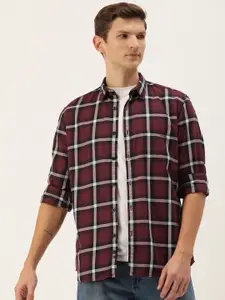 Parx Pure Cotton Slim Fit Checked Casual Shirt