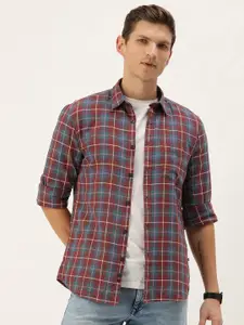 Parx Slim Fit Opaque Checked Pure Cotton Casual Shirt