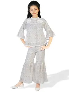 BAESD Floral Printed High Neck Top with Palazzos