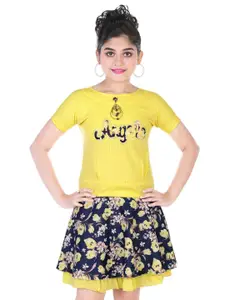 BAESD Embellished Top with Printed Skirt