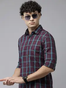 U.S. Polo Assn. Denim Co. Slim Fit Tartan Checks Pure Cotton Casual Shirt